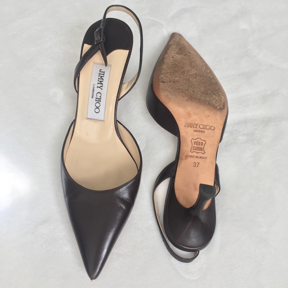 ❌SOLD❌ Jimmy Choo Brown slingback heels - Picture 5 of 8